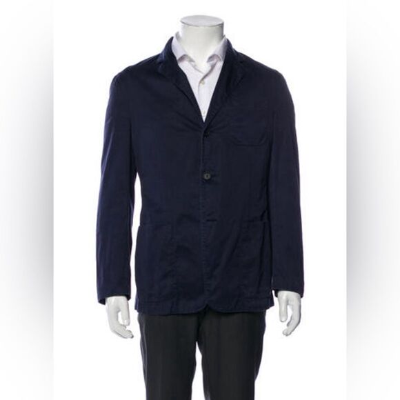 Prada Authentic Solid Navy Blue Long Sleeve Sport Coat Jacket Blazer 48 Medium - Picture 1 of 13